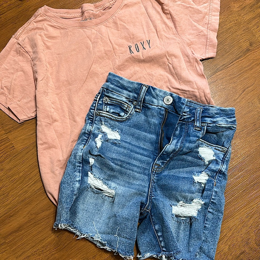 Longer Cut Off American Eagle Jean Shirts